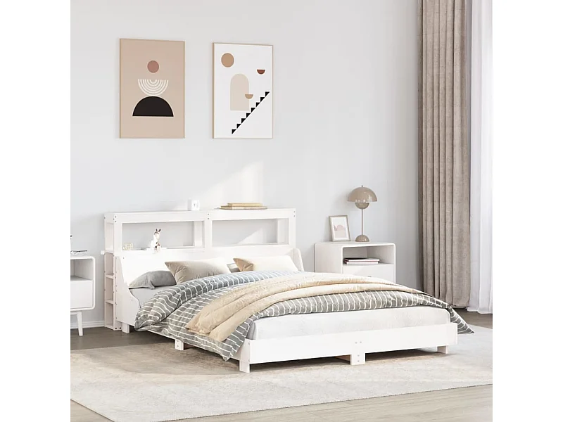 Cama sem colchão 135x190 cm madeira de pinho maciça branco