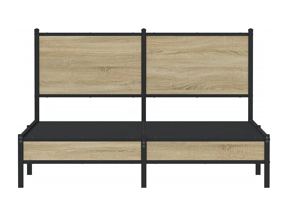 Estructura de cama con cabecero metal roble Sonoma 137x190 cm