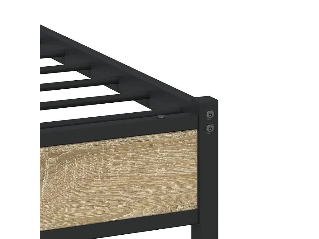 Estructura de cama con cabecero metal roble Sonoma 137x190 cm