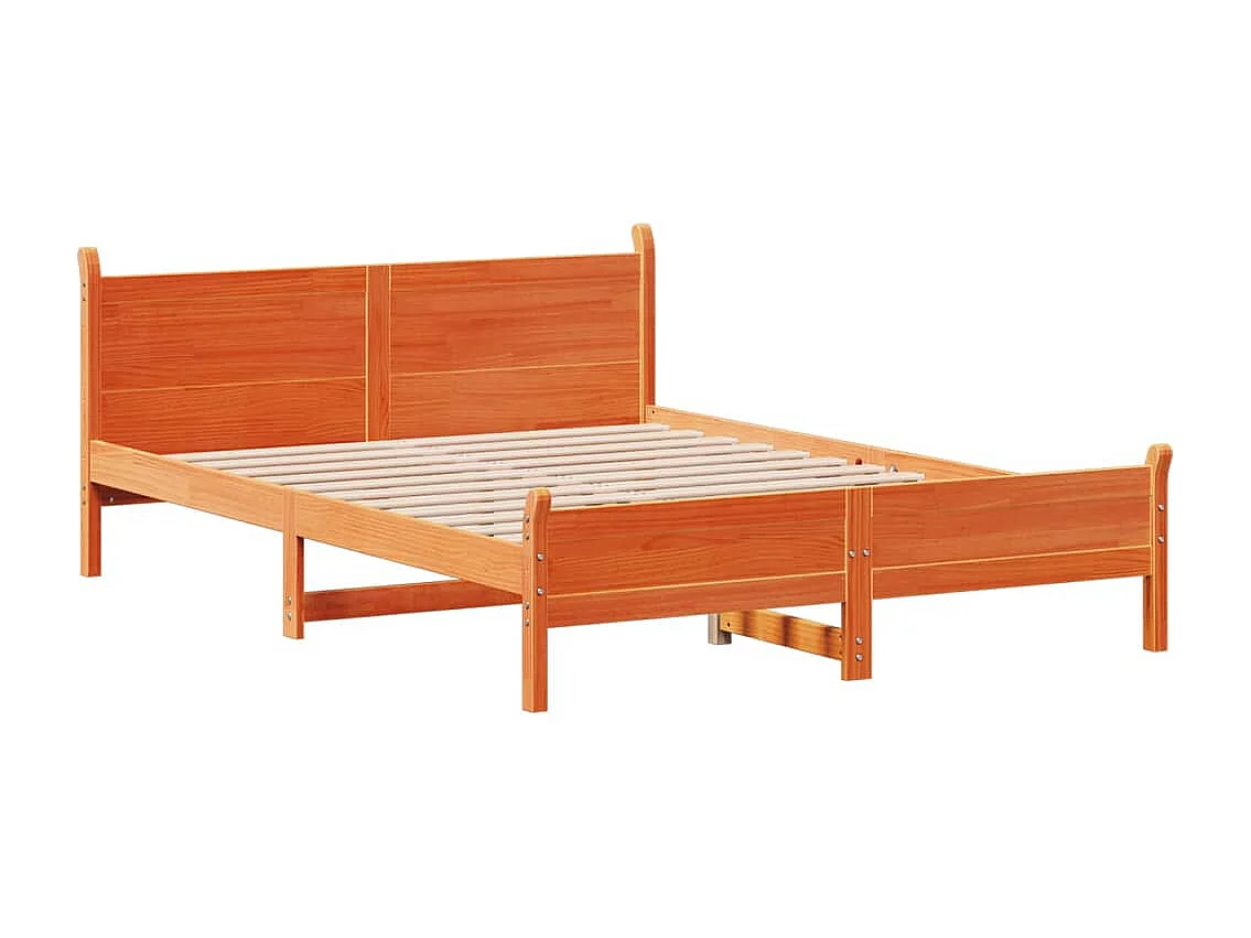 Cadre de lit sans matelas cire marron 120x190cm bois pin massif