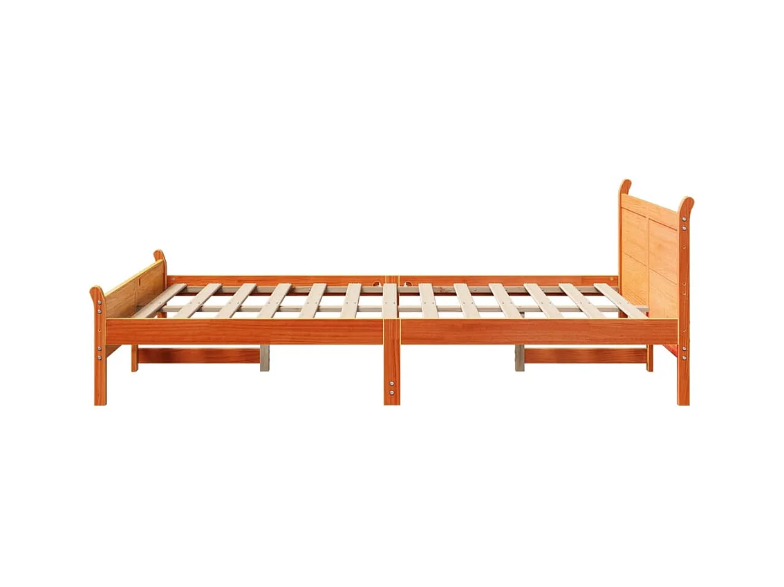 Cadre de lit sans matelas cire marron 120x190cm bois pin massif