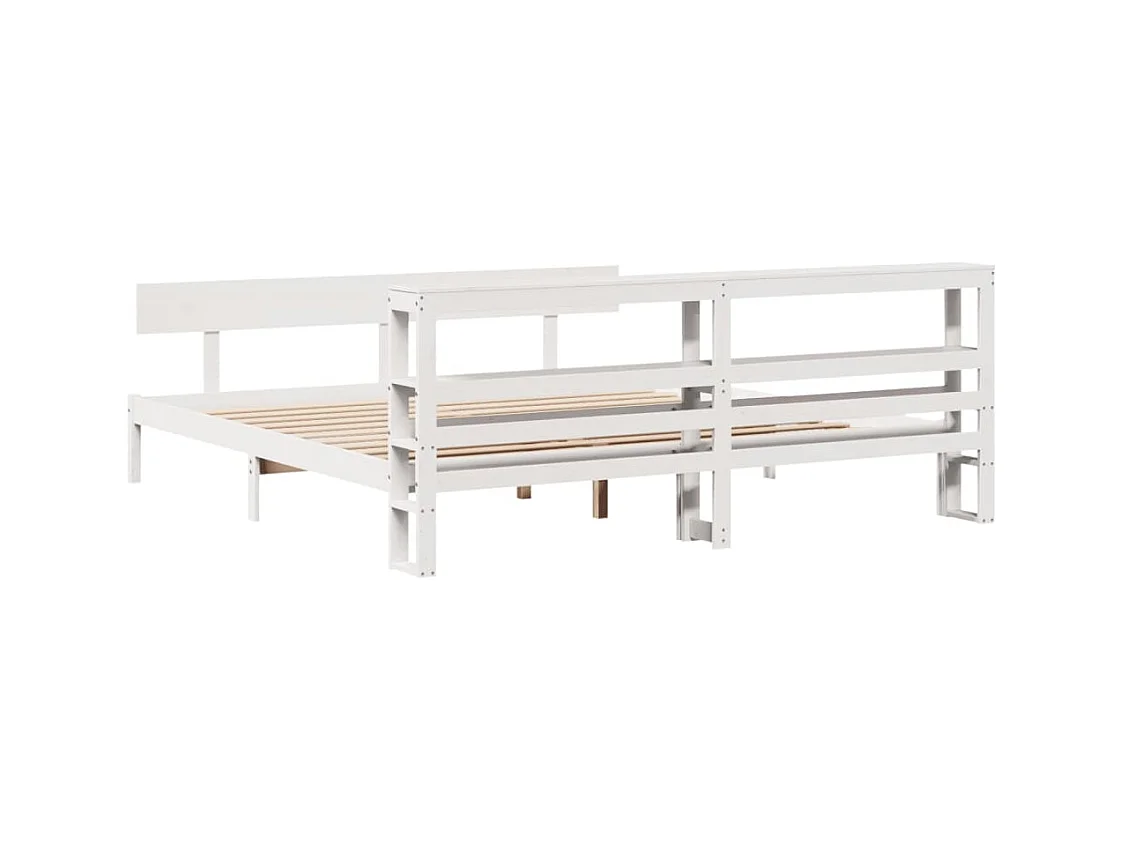 Cadre de lit sans matelas blanc 180x200 cm bois massif de pin