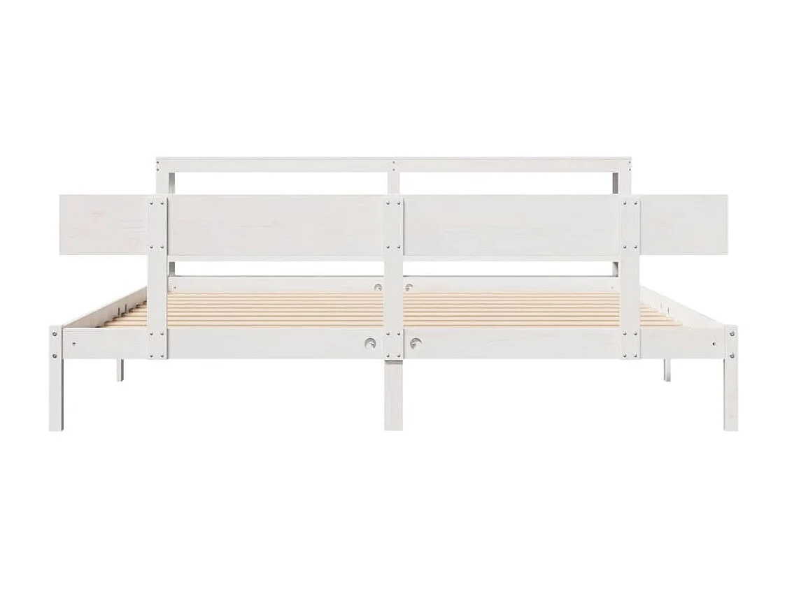 Cadre de lit sans matelas blanc 180x200 cm bois massif de pin
