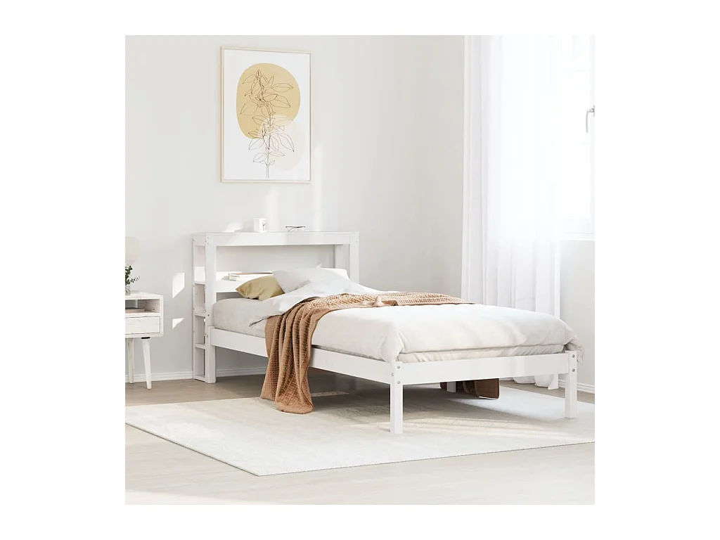 Estructura de cama sin colchón madera de pino blanca 90x200 cm