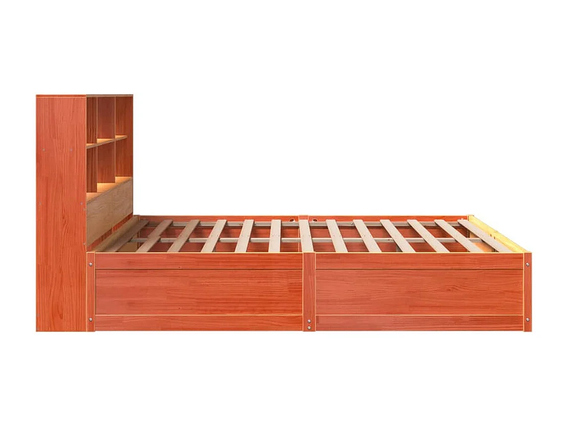 Cama sin colchón madera maciza de pino marrón cera 200x200 cm