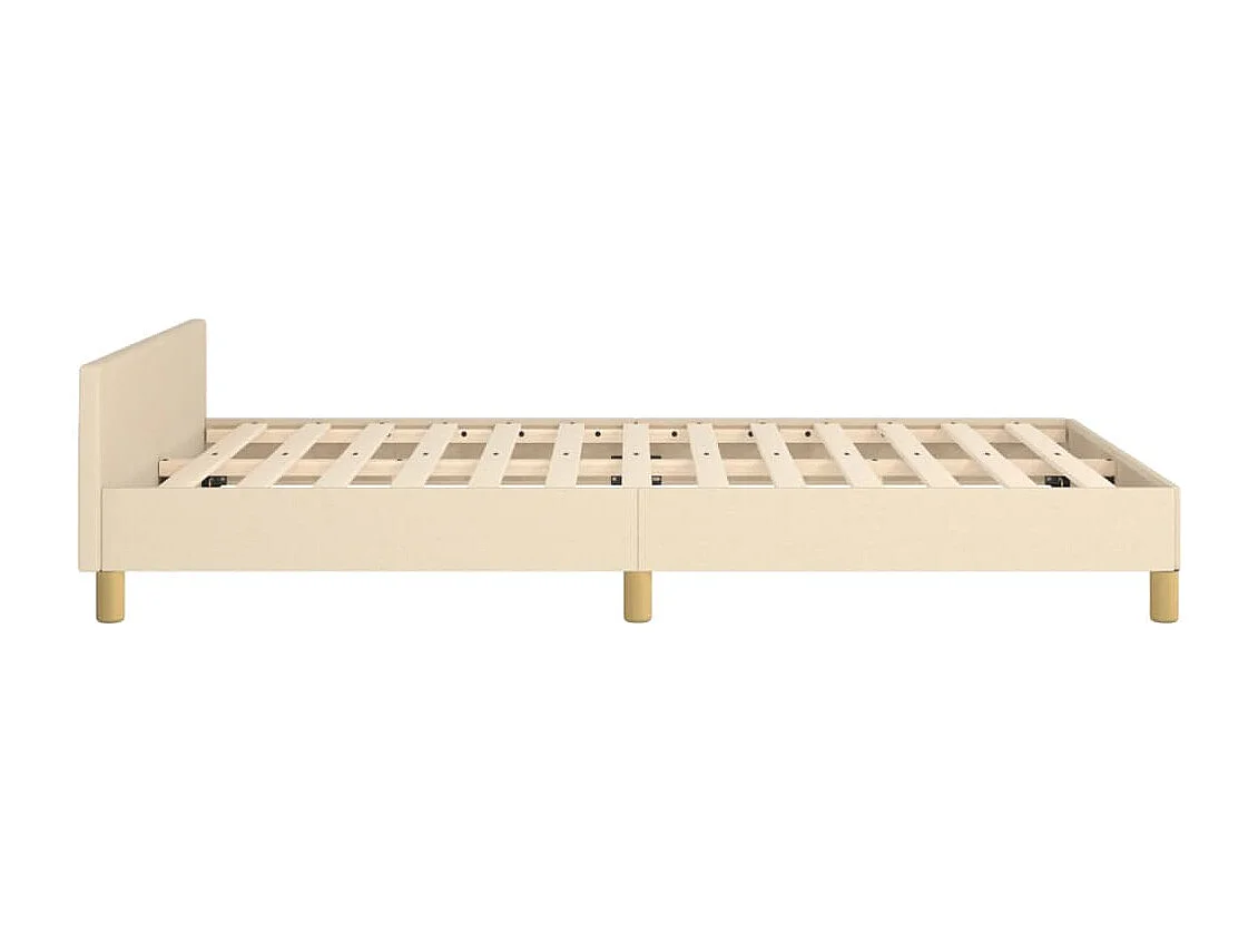 Estructura de cama con cabecero de tela color crema 120x200 cm