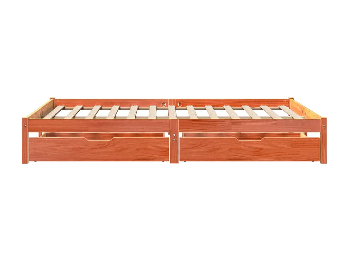 Cama sin colchón madera maciza de pino marrón cera 160x200 cm