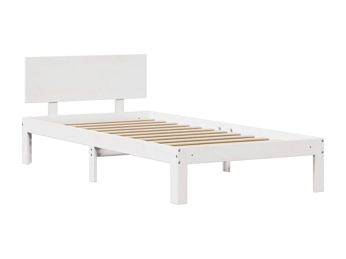 Cadre de lit avec tête de lit blanc 90x190cm bois de pin massif