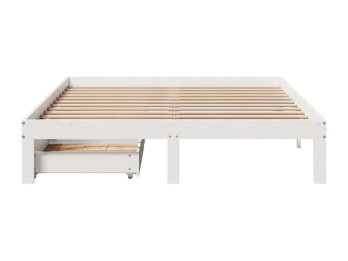 Estrutura de cama c/ gavetas 150x200 cm pinho maciço branco