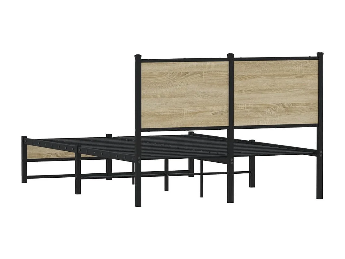 Cadre de lit en métal sans matelas chêne sonoma 120x190 cm