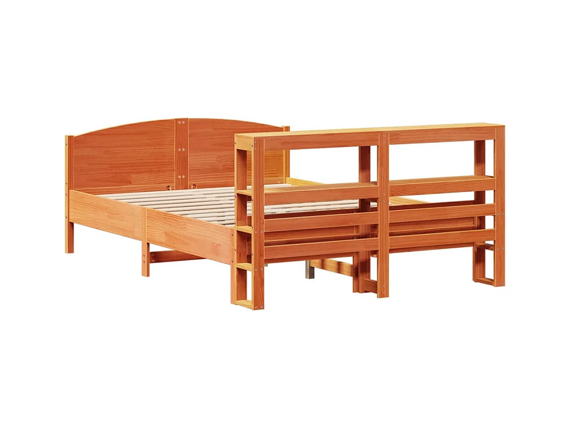 Cama sem colchão 160x200 cm madeira pinho maciço castanho-mel