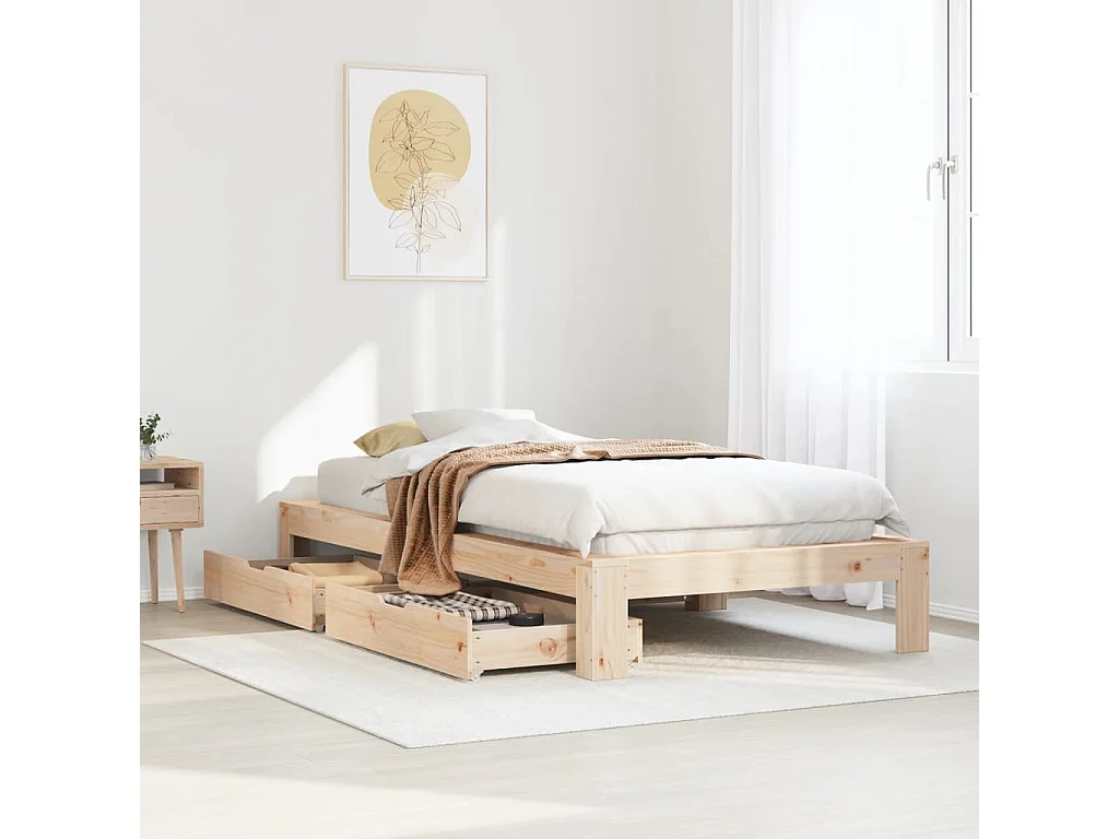 Estructura de cama sin colchón madera maciza pino 75x190 cm