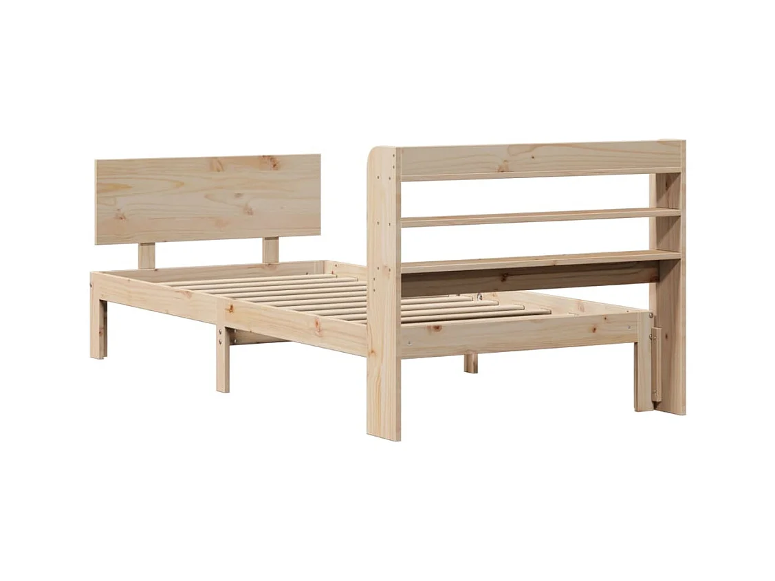 Estructura de cama con cabecero madera maciza pino 100x200 cm