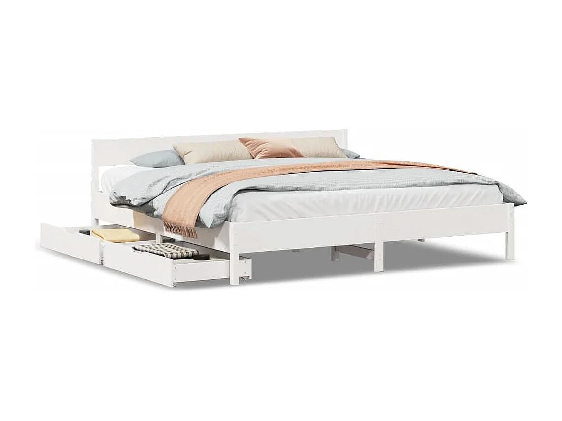 Cadre de lit sans matelas blanc 180x200 cm bois massif de pin