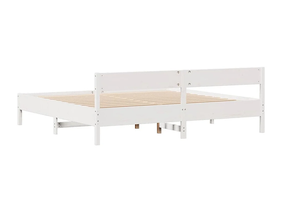 Cadre de lit sans matelas blanc 180x200 cm bois massif de pin
