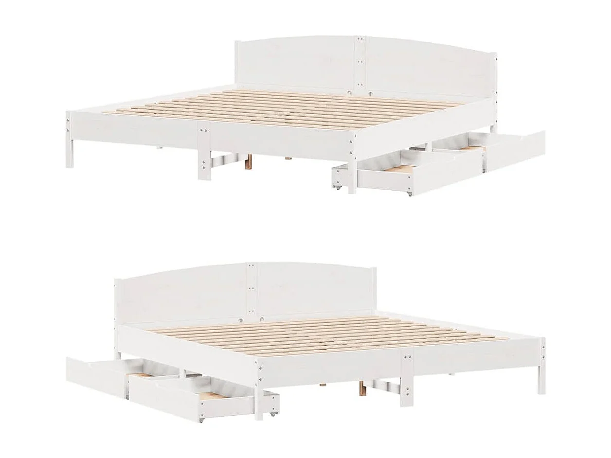 Cadre de lit sans matelas blanc 200x200 cm bois massif de pin