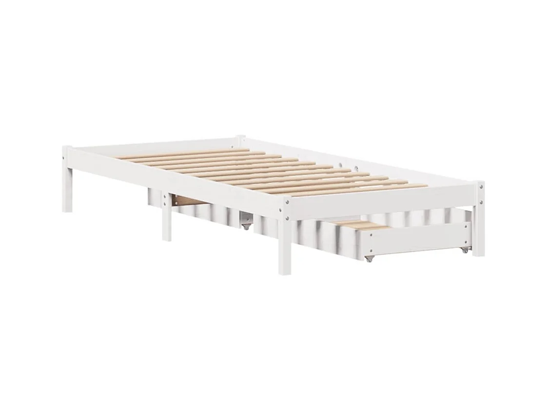 Cadre de lit sans matelas blanc 90x190 cm bois de pin massif