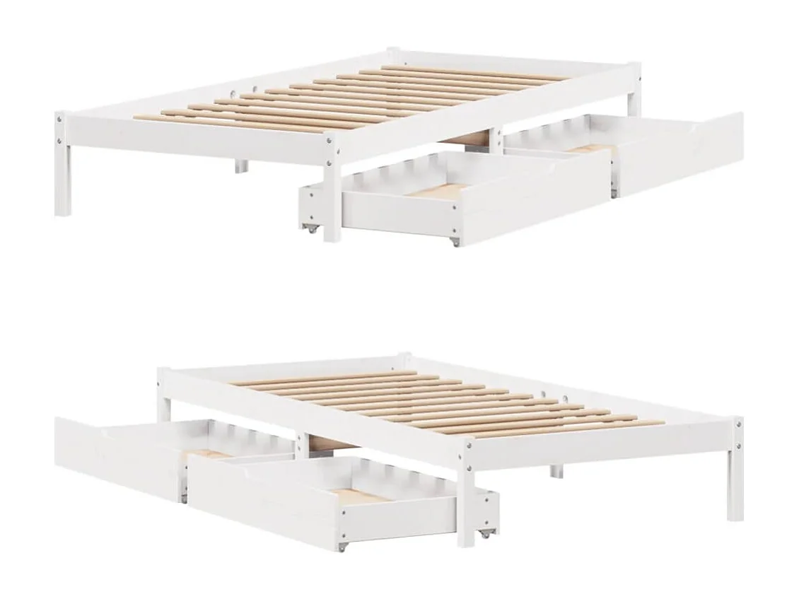 Cadre de lit sans matelas blanc 90x190 cm bois de pin massif