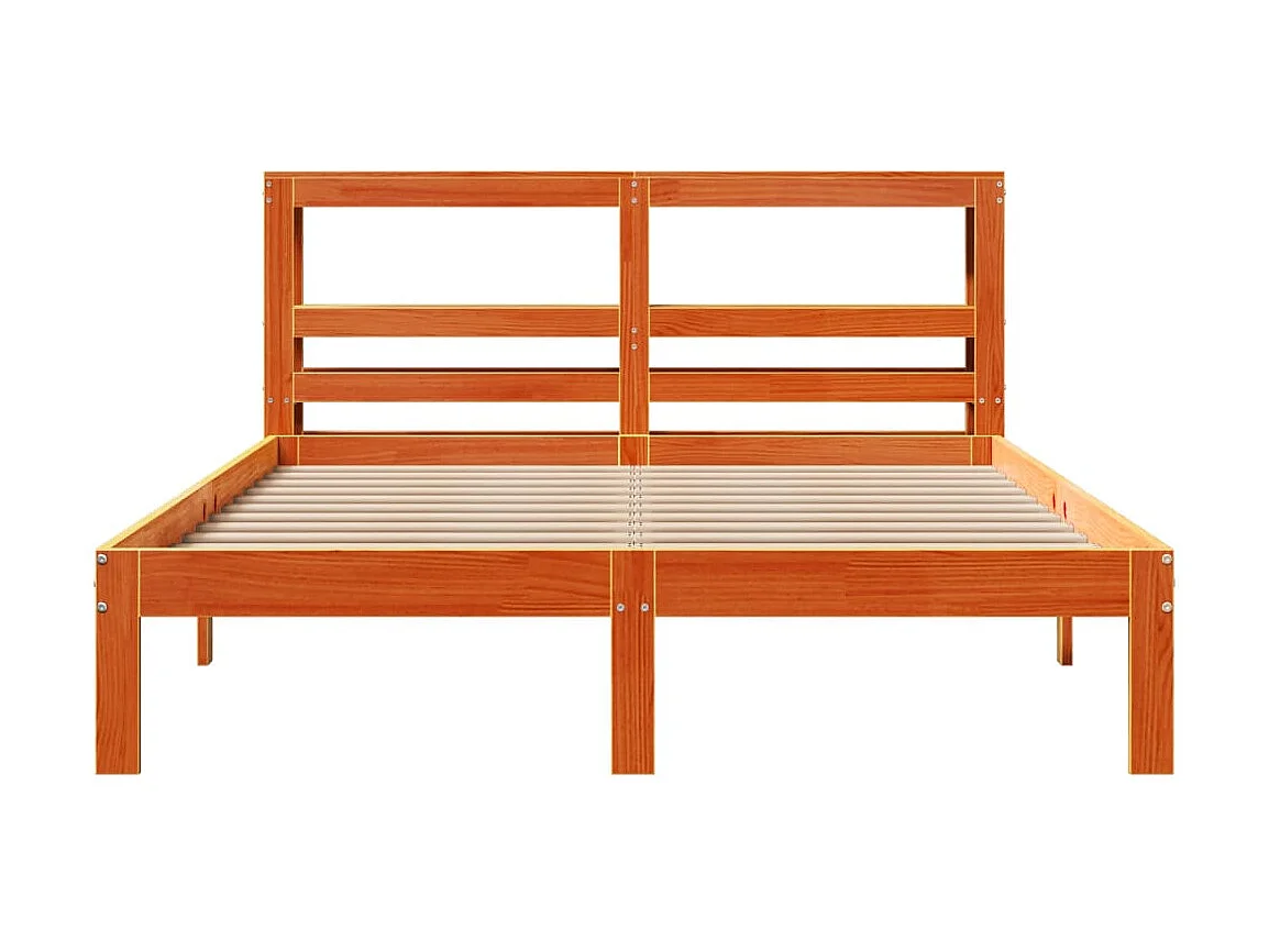 Cama sem colchão 140x190 cm pinho maciço castanho-mel