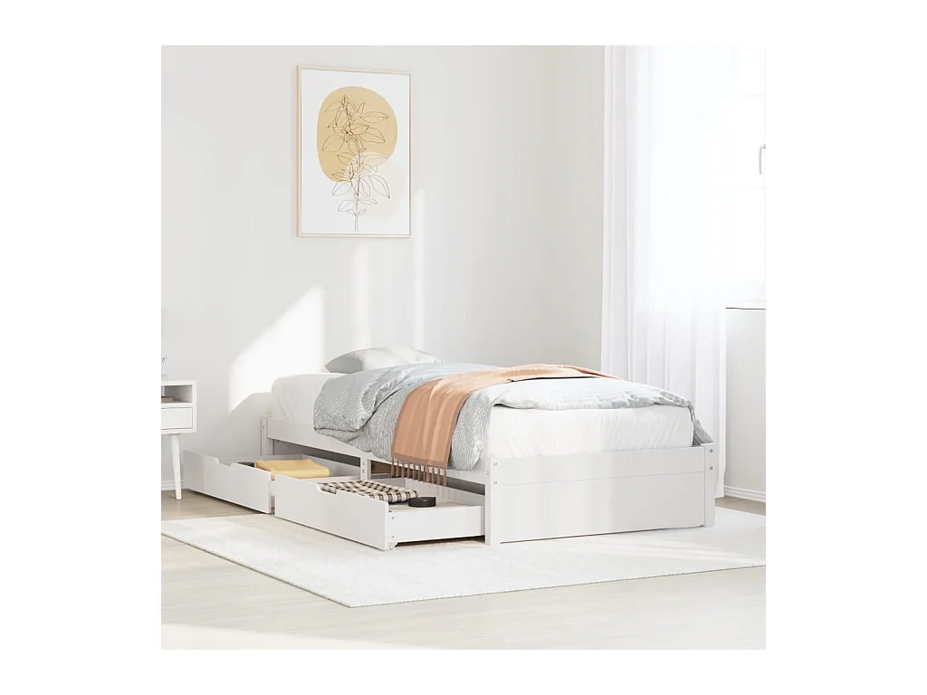 Cadre de lit sans matelas blanc 90x190 cm bois de pin massif