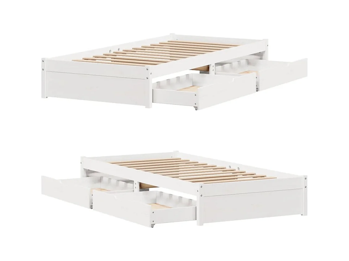 Cadre de lit sans matelas blanc 90x190 cm bois de pin massif