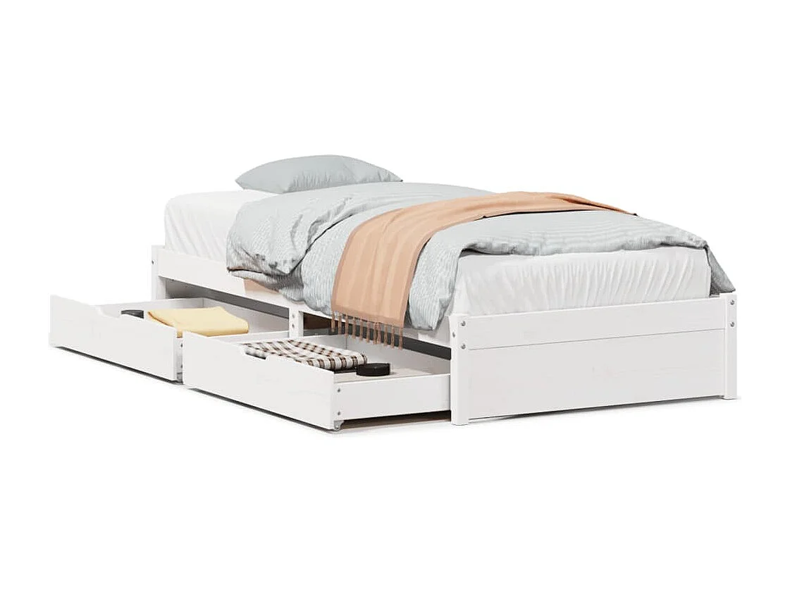 Cadre de lit sans matelas blanc 90x190 cm bois de pin massif