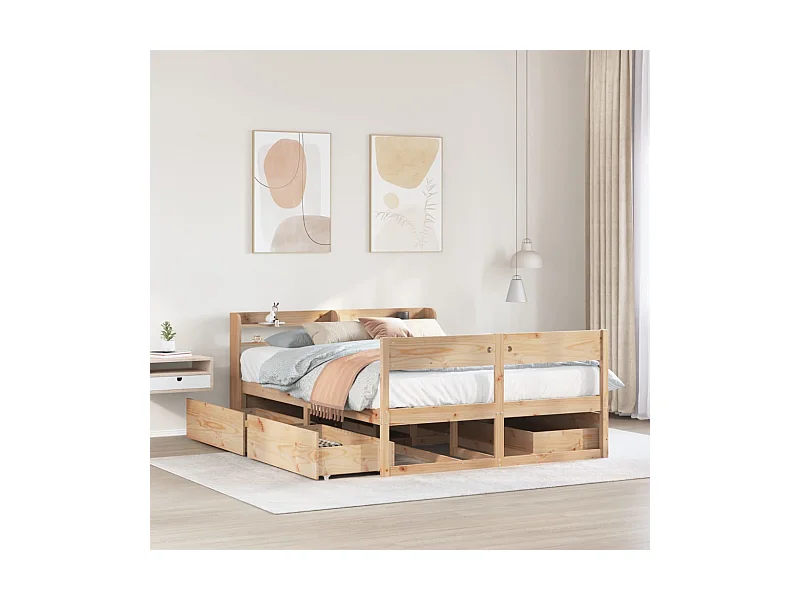 Estructura de cama sin colchón madera de pino blanco 150x200 cm