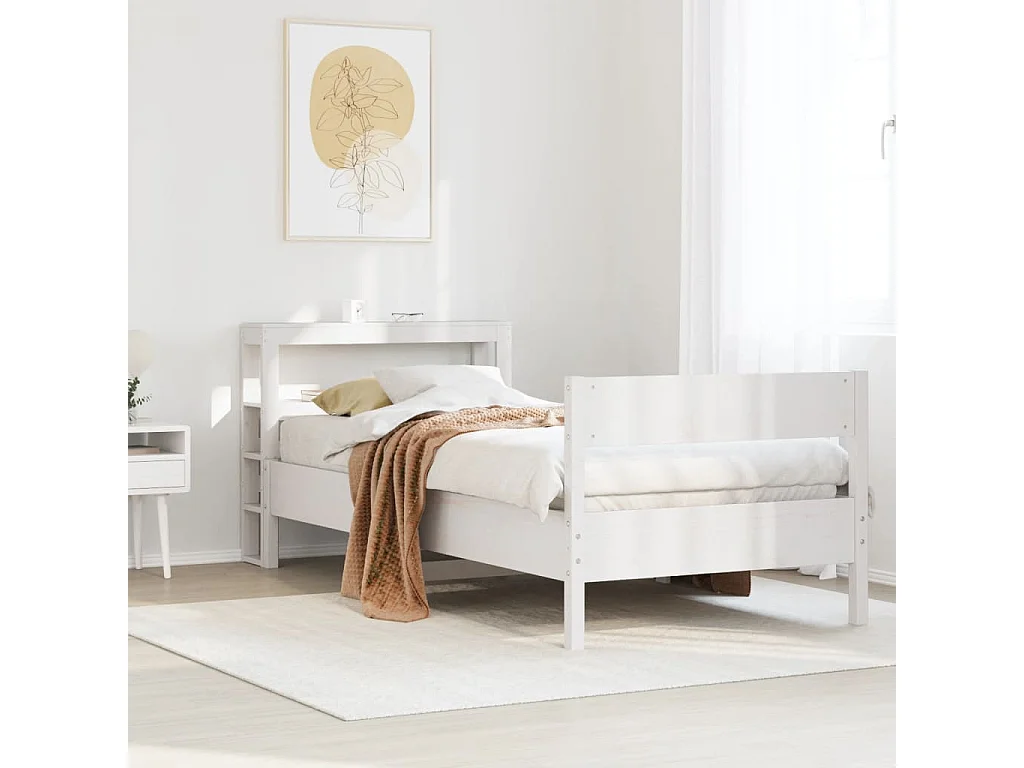 Estructura de cama sin colchón madera de pino blanca 90x200 cm