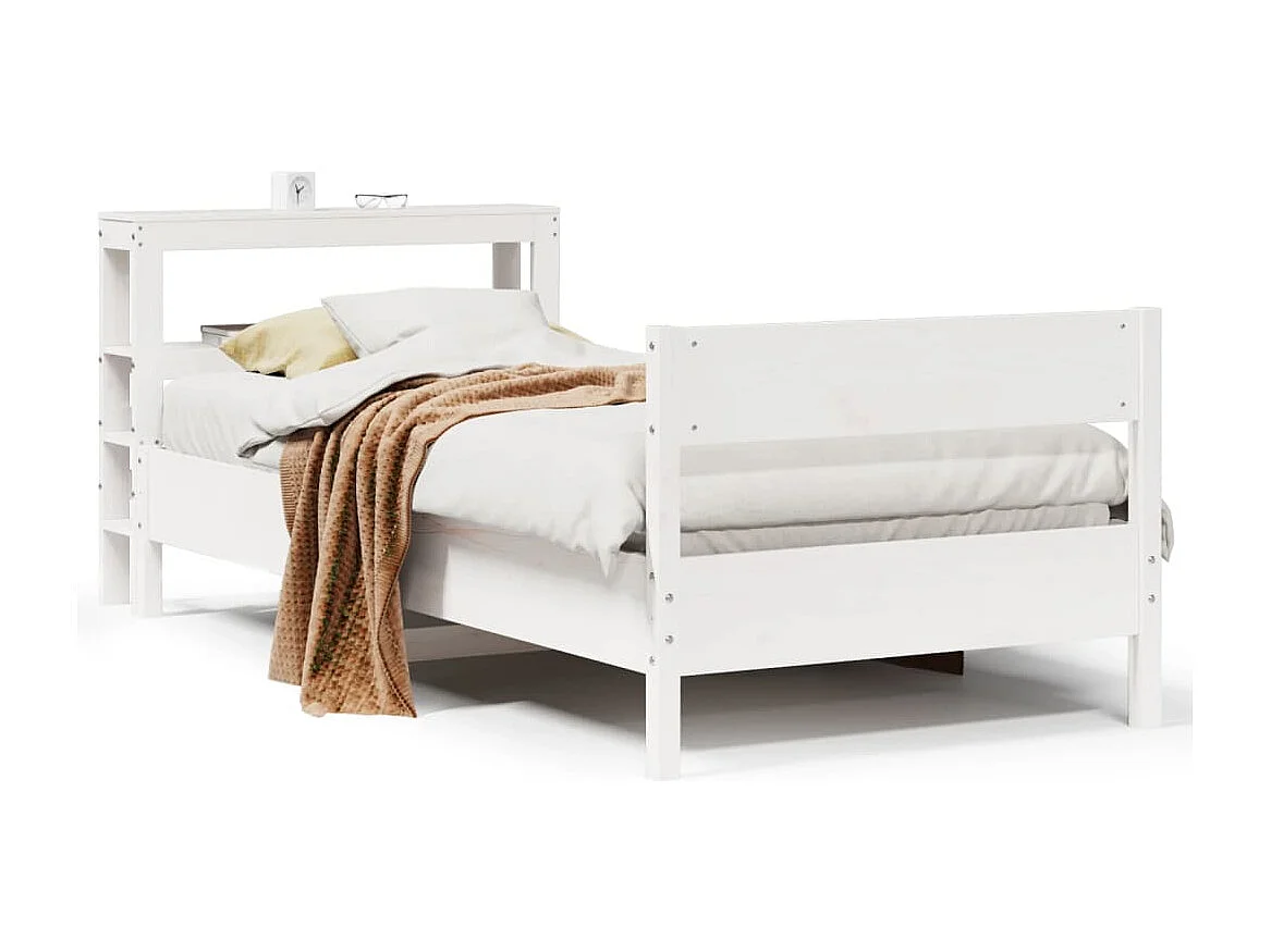 Estructura de cama sin colchón madera de pino blanca 90x200 cm