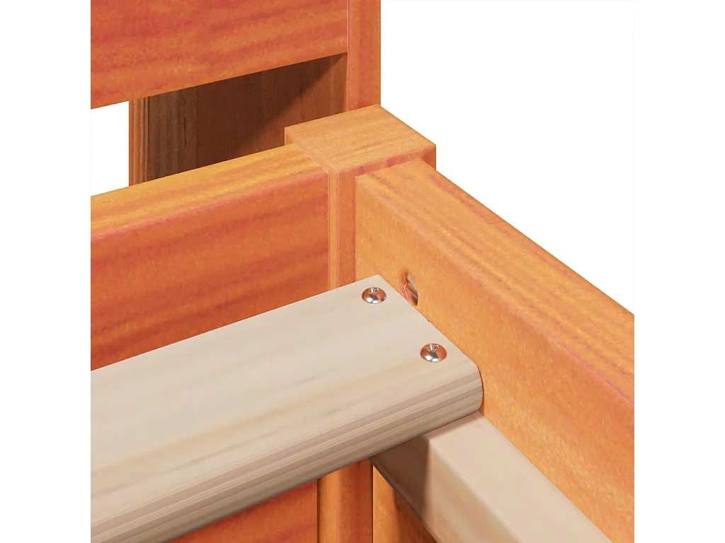 Cama sin colchón madera maciza de pino marrón cera 100x200 cm