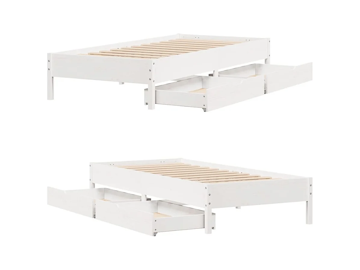 Cadre de lit sans matelas blanc 90x200 cm bois de pin massif
