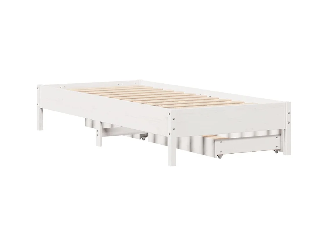 Cadre de lit sans matelas blanc 90x200 cm bois de pin massif