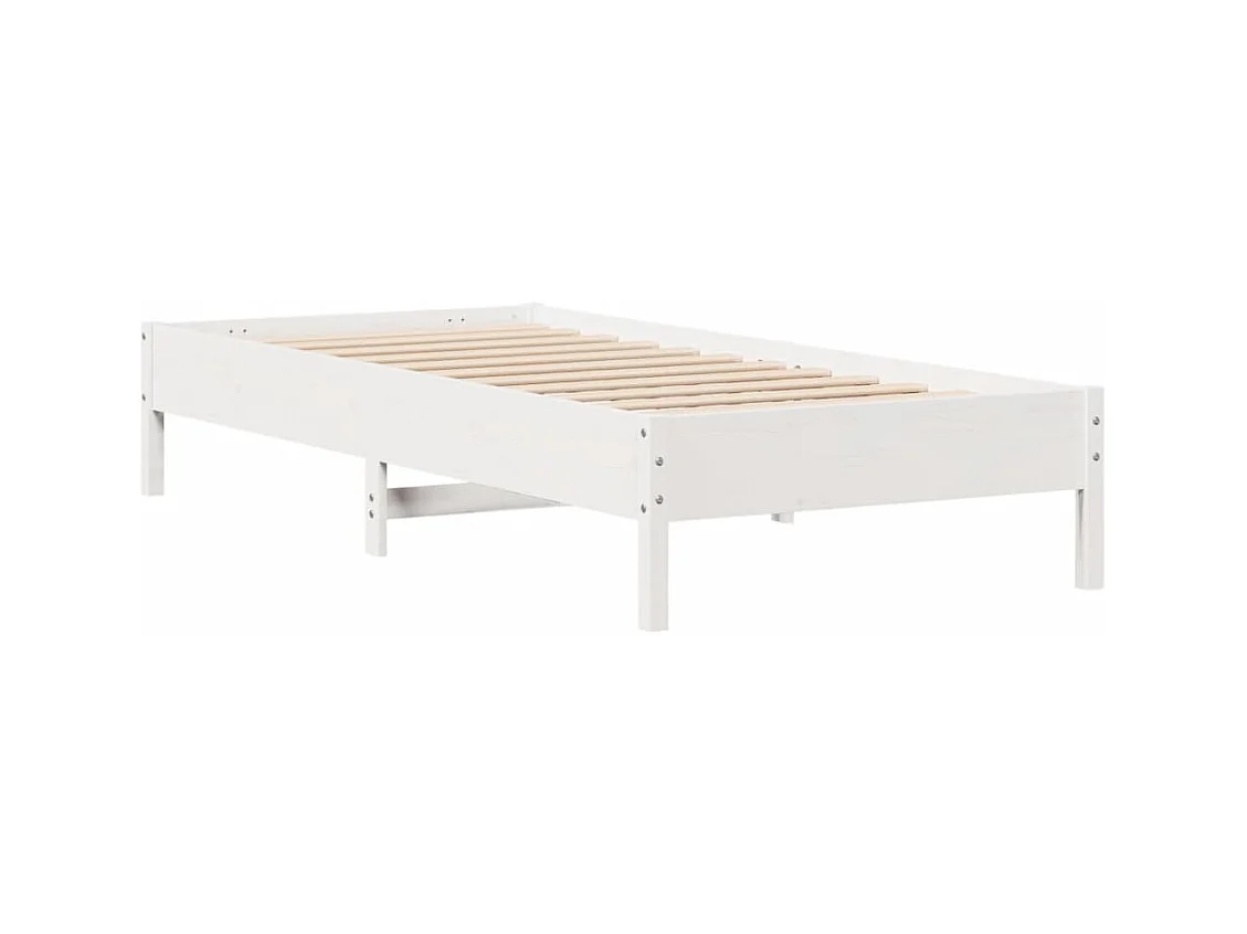 Cadre de lit sans matelas blanc 90x200 cm bois de pin massif