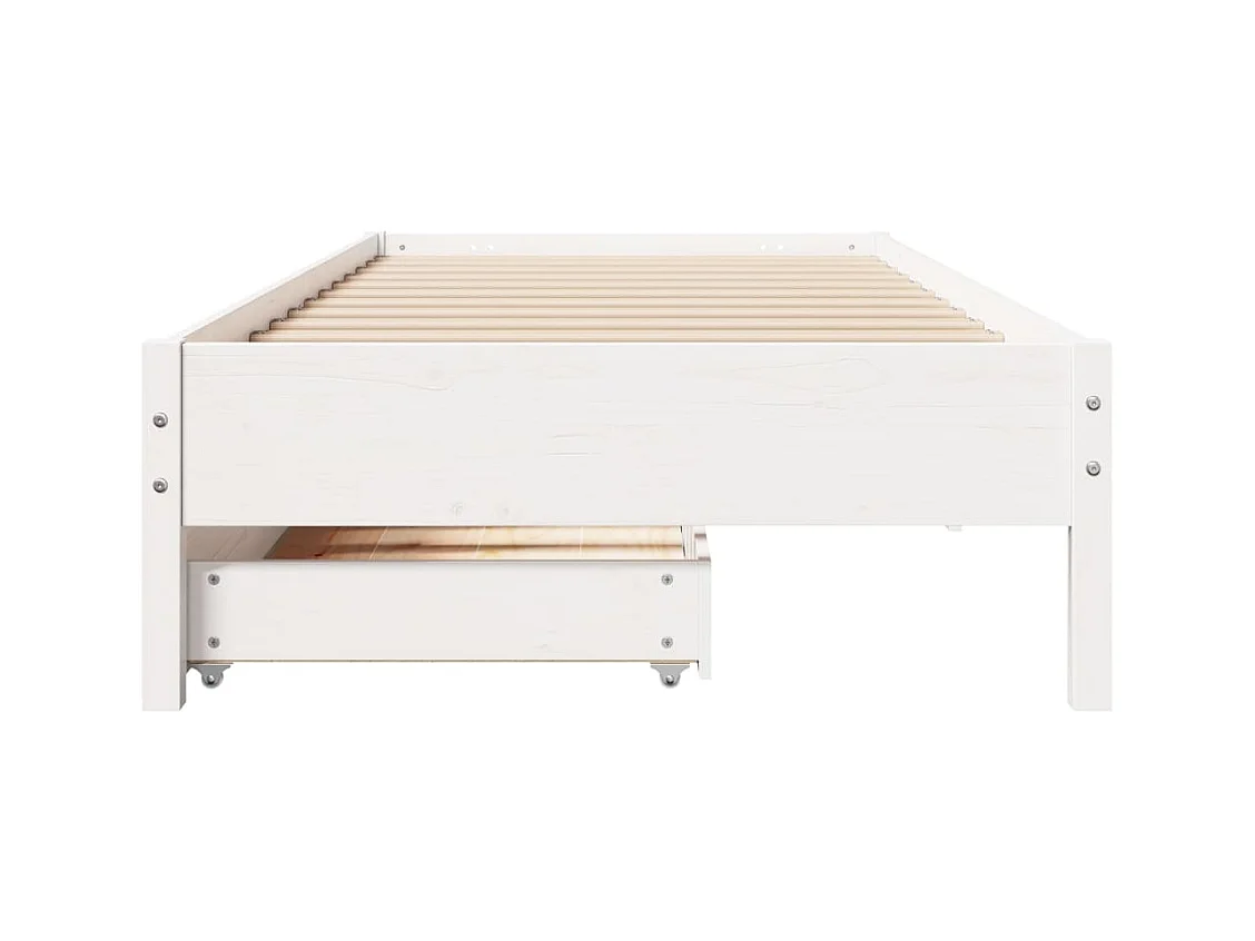 Cadre de lit sans matelas blanc 90x200 cm bois de pin massif