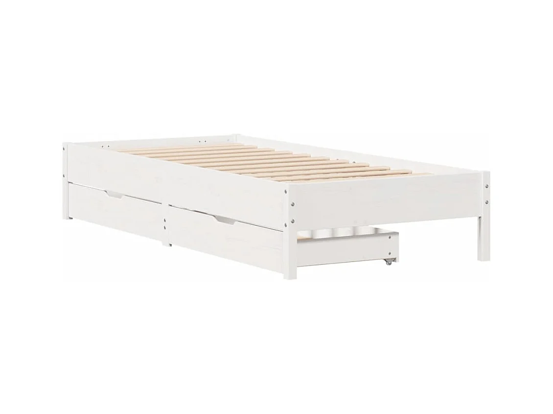 Cadre de lit sans matelas blanc 90x200 cm bois de pin massif