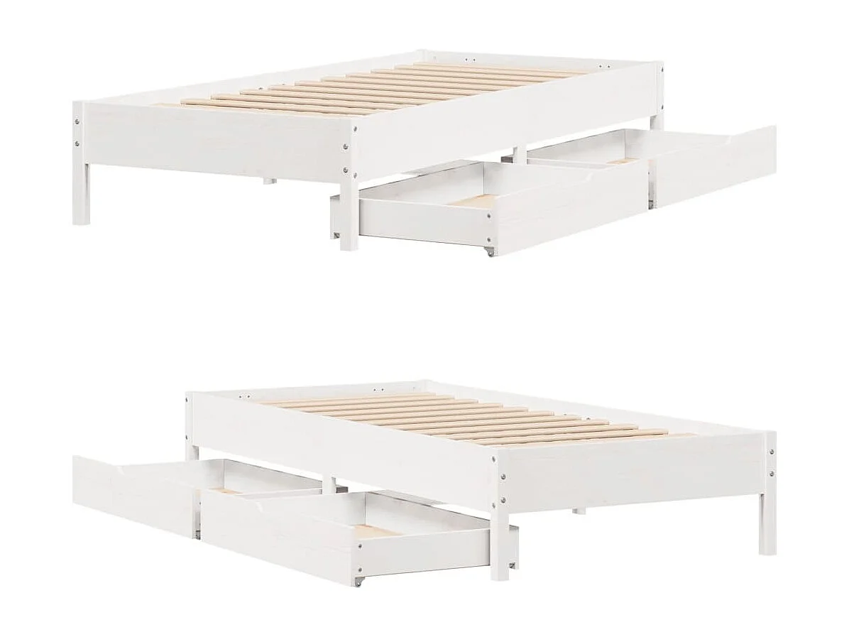Estructura de cama sin colchón madera de pino blanca 90x200 cm