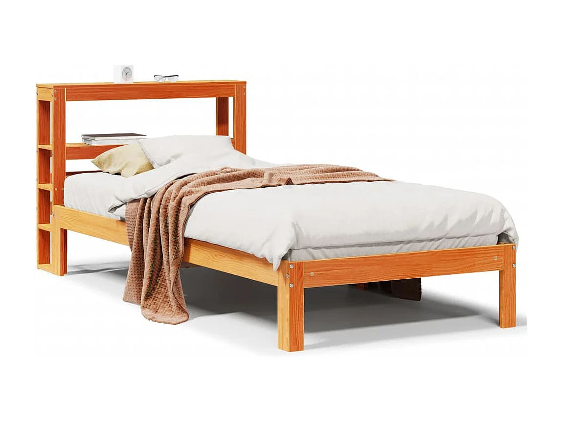 Cadre de lit sans matelas cire marron 90x200 cm bois pin massif