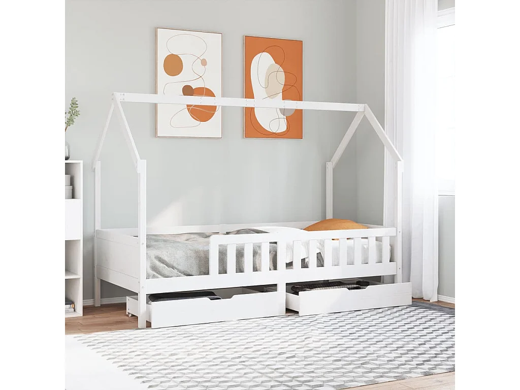 Estrutura de cama infantil c/ gavetas 90x190 cm pinho maciço