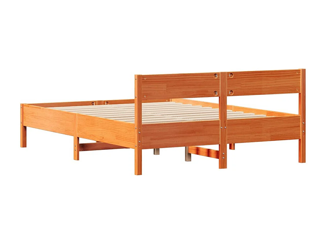 Estructura de cama sin colchón madera maciza marrón 135x190 cm