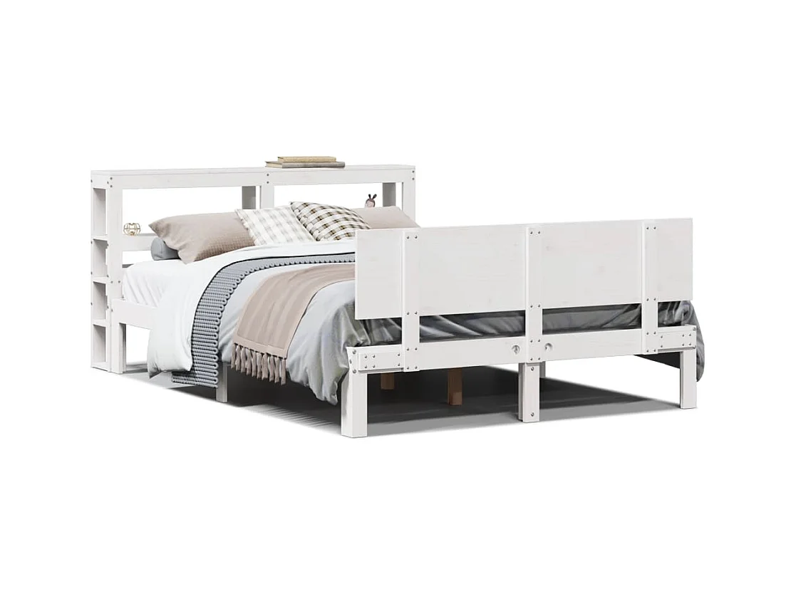 Estrutura de cama com cabeceira 160x200 cm pinho maciço branco