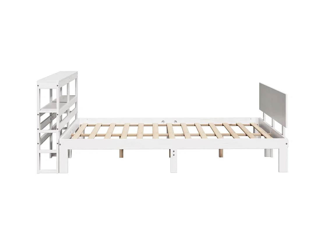 Estrutura de cama com cabeceira 160x200 cm pinho maciço branco