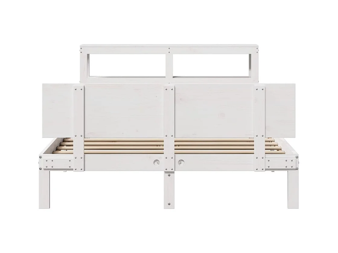 Estrutura de cama com cabeceira 160x200 cm pinho maciço branco