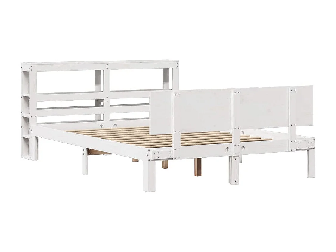 Cadre de lit avec tête de lit blanc 160x200 cm bois pin massif