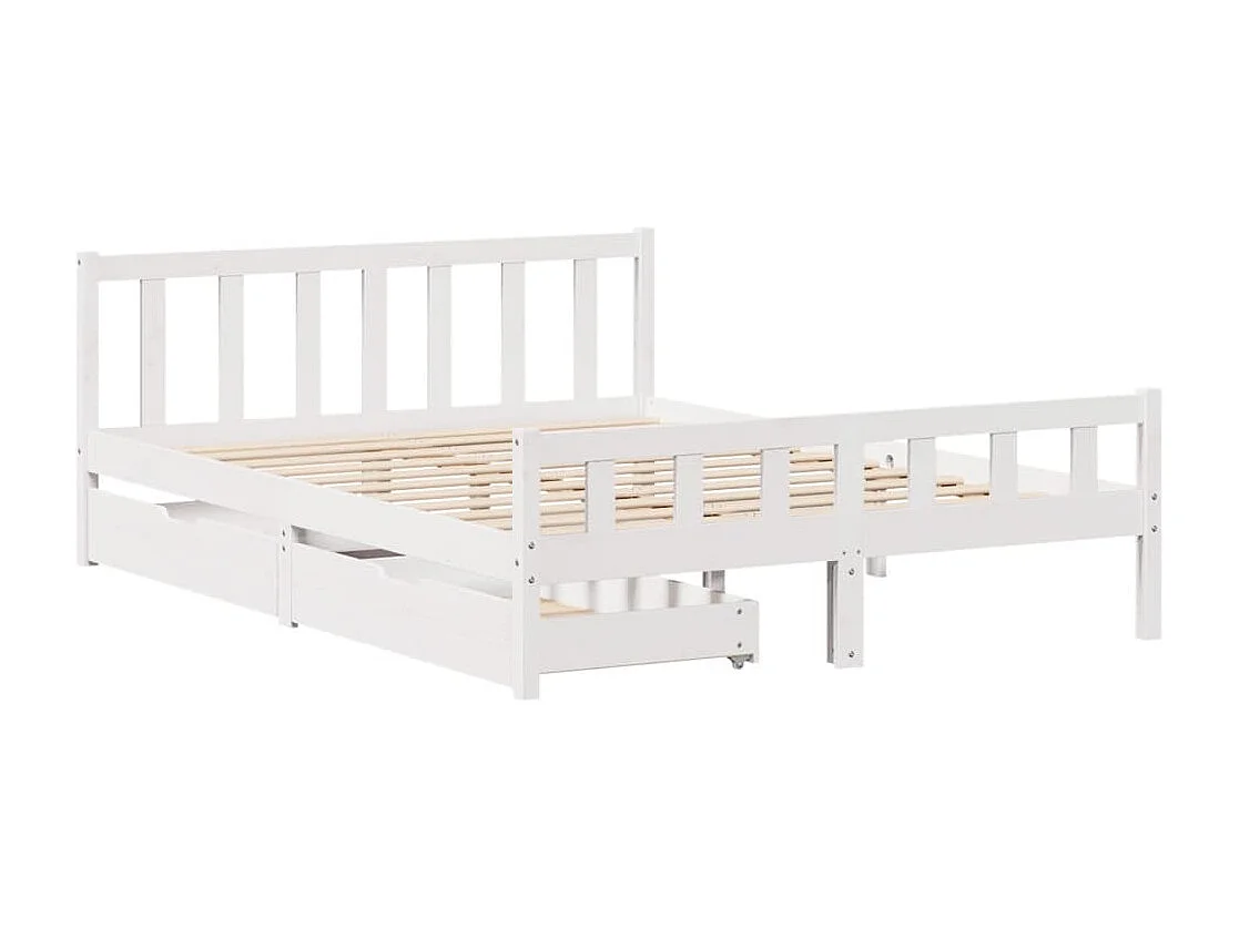 Cadre de lit sans matelas blanc 160x200 cm bois de pin massif