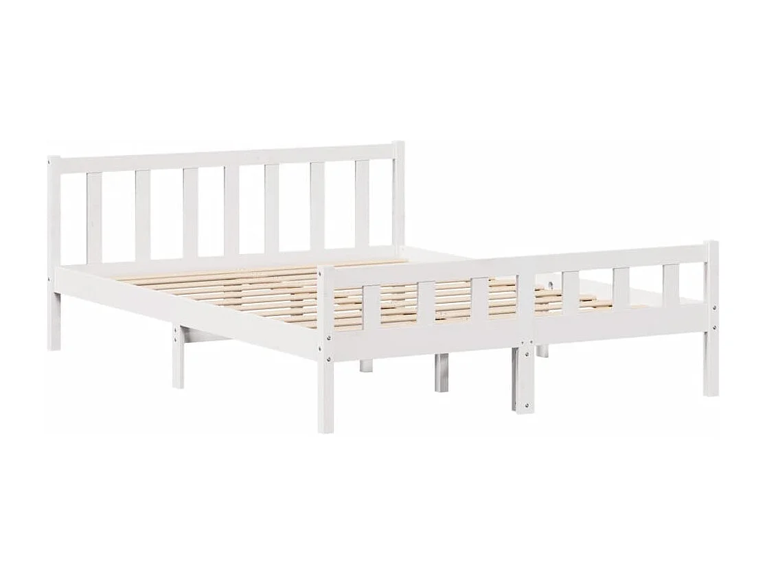 Cama sem colchão 160x200 cm madeira de pinho maciça branco