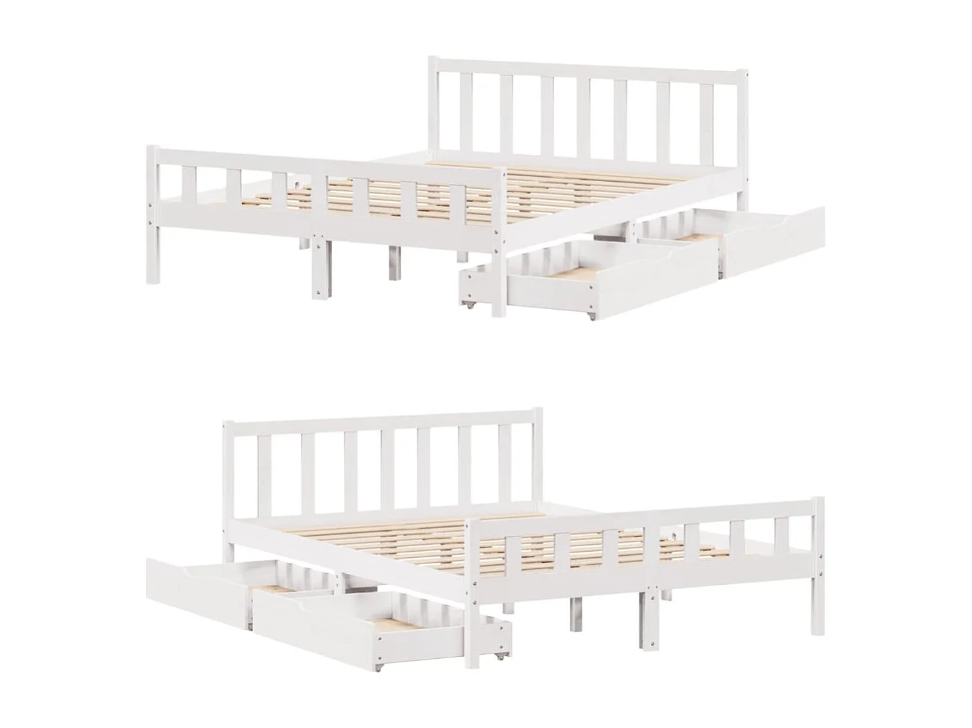 Cama sem colchão 160x200 cm madeira de pinho maciça branco