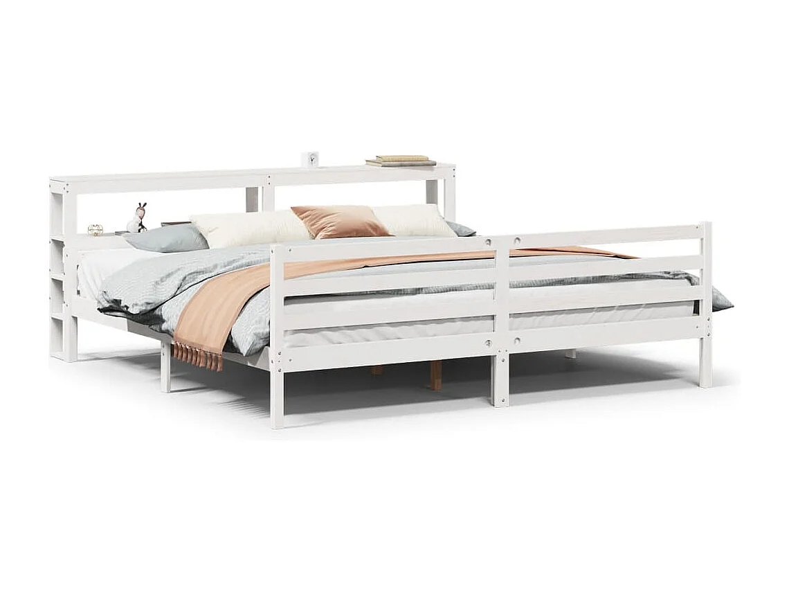 Estructura de cama con cabecero madera de pino blanco 200x200cm