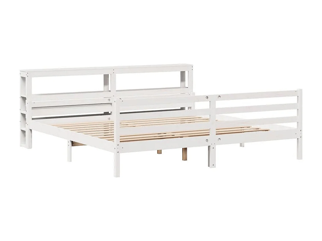 Estructura de cama con cabecero madera de pino blanco 200x200cm