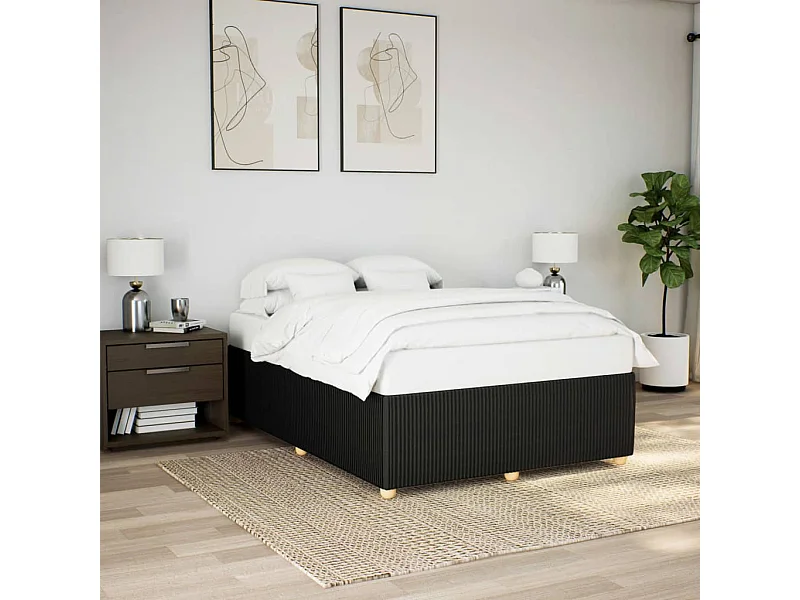 Estrutura de cama sem colchão 140x190 cm tecido preto