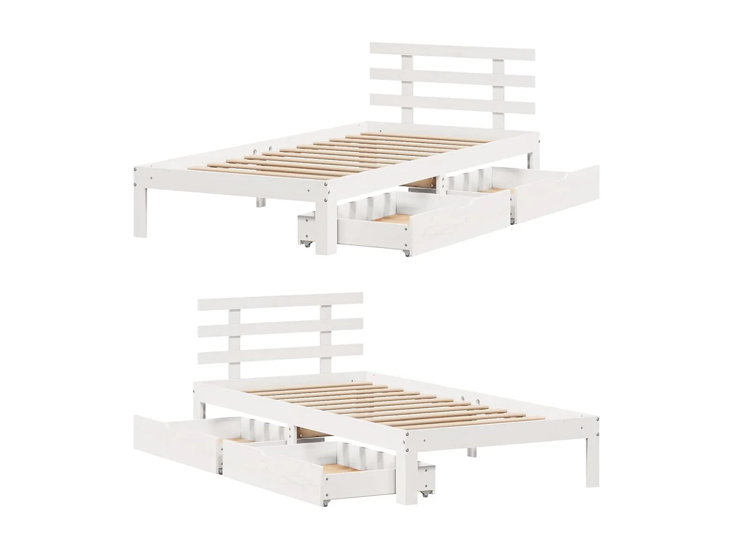 Estructura cama con cajones madera maciza pino blanco 100x200cm
